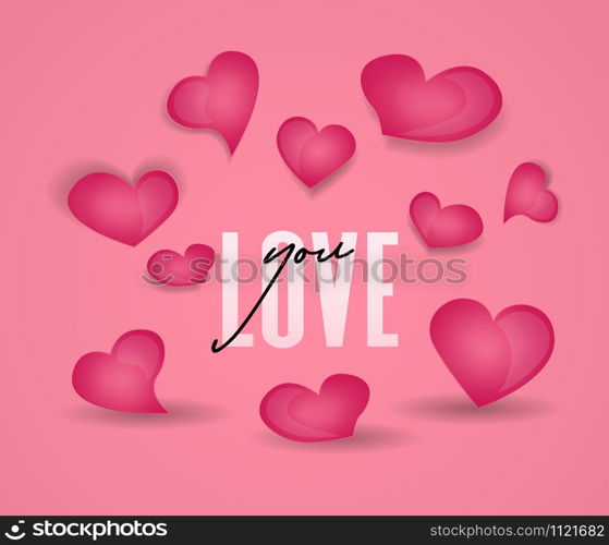 Vector illustration background with hearts. Beautiful confetti hearts falling on background. Invitation Template Background Design, Valentine&rsquo;s Day or Mother&rsquo;s Day. Background with hearts