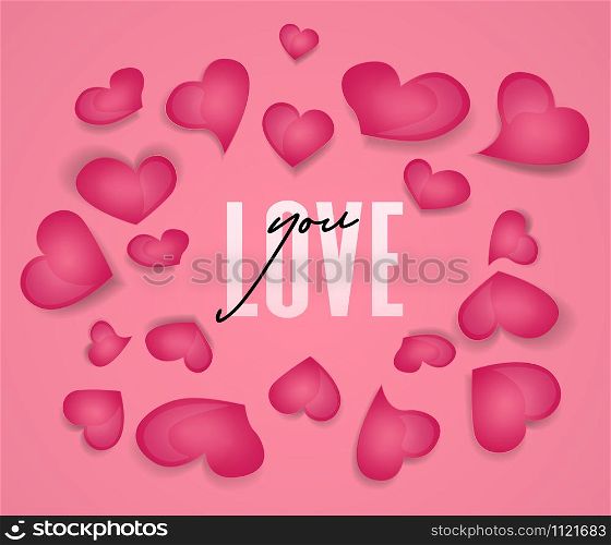 Vector illustration background with hearts. Beautiful confetti hearts falling on background. Invitation Template Background Design, Valentine's Day or Mother's Day