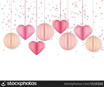 Vector illustration background with hearts. Beautiful confetti hearts falling on background. Invitation Template Background Design. Background with hearts