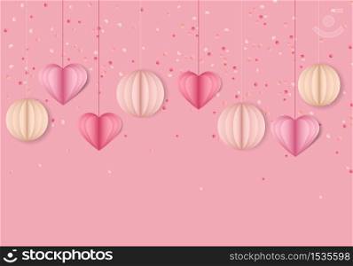 Vector illustration background with hearts. Beautiful confetti hearts falling on background. Invitation Template Background Design. Background with hearts