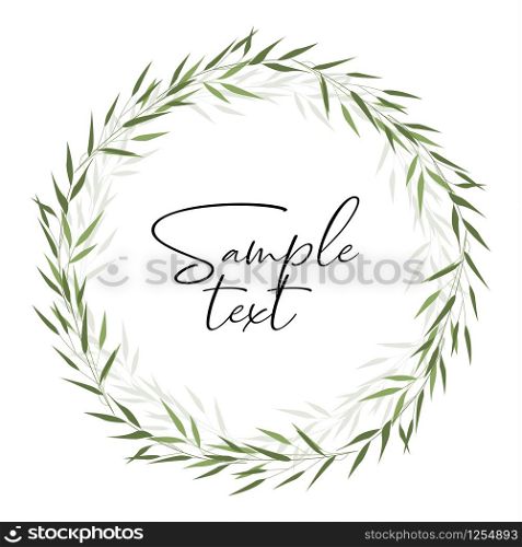 Vector Illustration bamboo leaves on a white background. Natural frame. Decoration of tree branches.. Bamboo green leaves