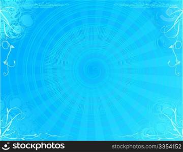 Vector illustration  blue abstract background made of floral elements and gradients