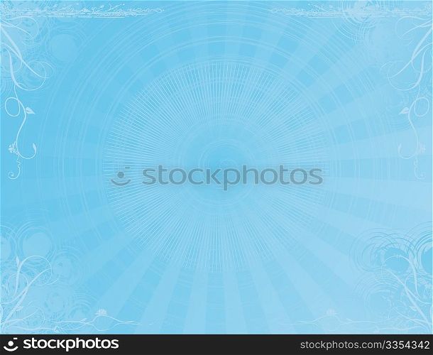 Vector illustration  blue abstract background made of floral elements and gradients