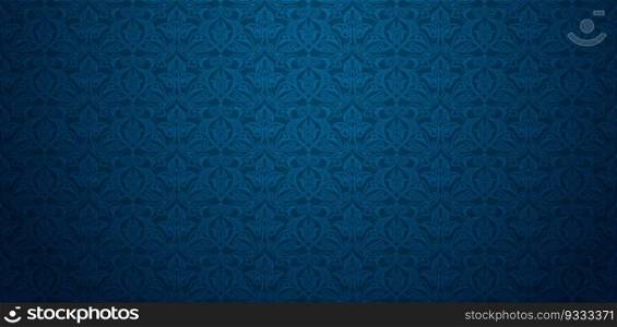 vector illustration blue background with damask patterned wallpaper for Presentations marketing, decks, Canvas for text based compositions, ads, book covers, Digital interfaces, print design templates