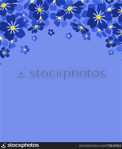 Vector illustration blue flowers. Branch of blue forget-me-not flowers. Vector blue forget me not flowers