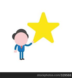 Vector illustration businessman character holding star.