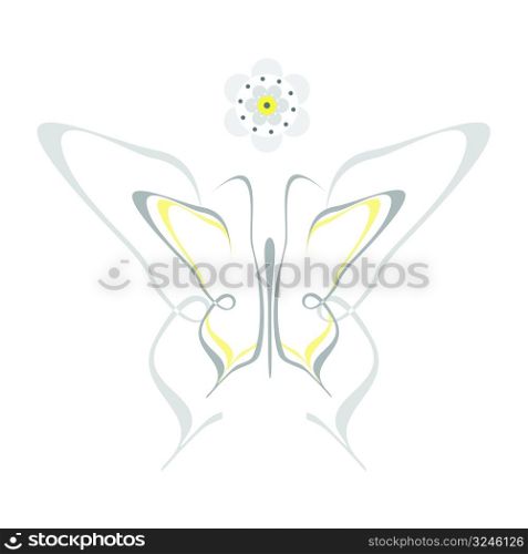 Vector illustration - butterfly and flower