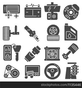 Vector illustration Car parts line icons set.