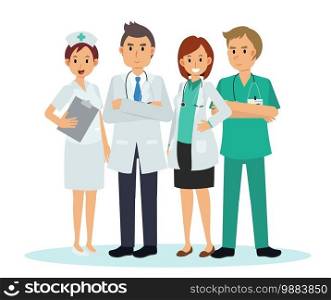 Vector illustration cartoon character of Medical Team and staff ,Doctor Nurse 