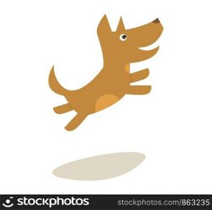 Vector Illustration Cartoon Little Jumping Dog. Image Little Happy dog Isolated on White Background. Pet Concept. Dog Jumping Owner. Fluffy Little Darling. Dog is Wonderful Family Pet.