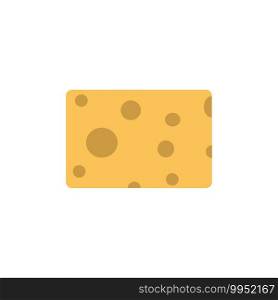 Vector illustration chesse piece design icon isolated whit sign. Simple yellow element square food shape. Health chesse hole parmesan slice good. Natural edam organic