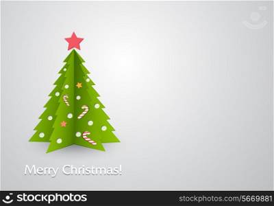 Vector illustration Christmas tree in red background. EPS 10