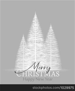 Vector illustration christmas tree. Natural background with silhouette of a trees. Christmas forest
