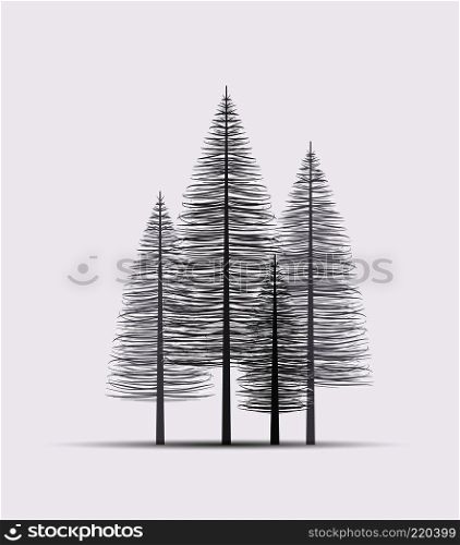 Vector illustration christmas tree. Natural background with silhouette of a trees. Christmas forest. Natural background with silhouette of a trees