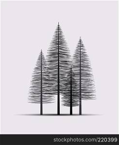 Vector illustration christmas tree. Natural background with silhouette of a trees. Christmas forest. Natural background with silhouette of a trees