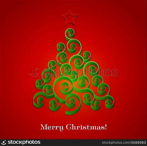 Vector illustration Christmas tree paper background. EPS 10