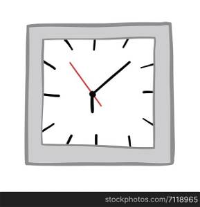 Vector illustration clock time. Hand drawn. Colored outlines.