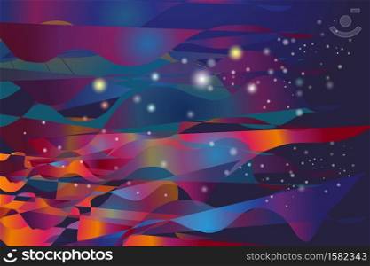 Vector illustration colorful circle and light on blue sky of cyberspace, Abstract background of cyber and imagination to time machine in the future. Abstract space with the starry galaxy background.