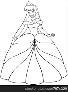 Vector illustration coloring page of a beautiful asian princess.&#xA;