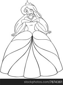 Vector illustration coloring page of a beautiful caucasian princess.&#xA;