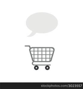 Vector illustration concept of blank speech bubble over shopping cart icon.