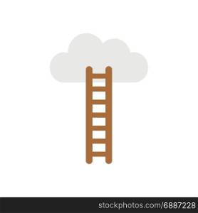 Vector illustration concept of climb to the grey cloud with brown ladder icon on white background with flat design style.