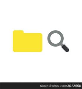 Vector illustration concept of closed yellow file folder with magnifying glass icon.