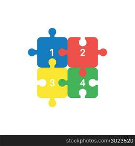 Vector illustration concept of four puzzle jigsaw pieces connected.
