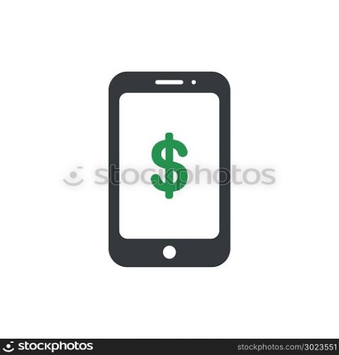 Vector illustration concept of green dollar symbol inside black smartphone icon.