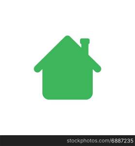Vector illustration concept of green house icon showing upwards in an arrow shape on white background with flat design style.