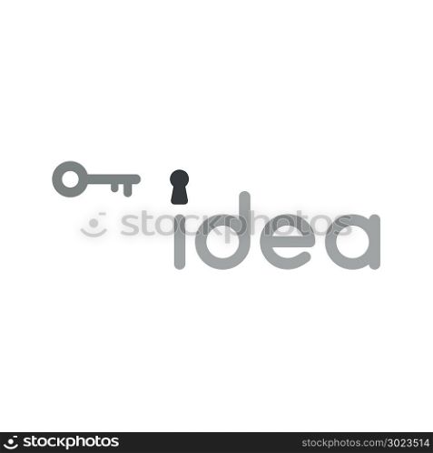 Vector illustration concept of grey idea word with keyhole and key icon.