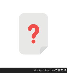 Vector illustration concept of grey paper with red question mark icon on white background with flat design style.