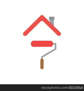 Vector illustration concept of red paint roller brush icon under house roof
