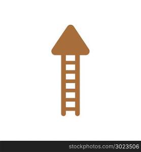 Vector illustration concept of wooden ladder icon with arrow showing up.
