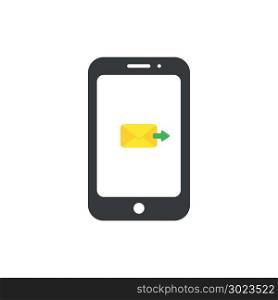 Vector illustration concept of yellow closed envelope incoming mail icon inside black smartphone.