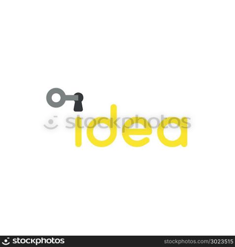 Vector illustration concept of yellow idea word with keyhole and key unlock.