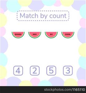 vector illustration. counting game for preschool children. mathematical game. count the items in the picture and choose the right answer. rebus for children. watermelon seeds. vector illustration. counting game for preschool children. mathe