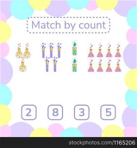 vector illustration. counting game for preschool children. mathematical rebus. count the items in the picture and choose the right answer. chemical bottle. vector illustration. counting game for preschool children. mathe