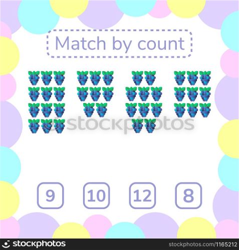 vector illustration. counting game for preschool children. mathematical rebus. count the items in the picture and choose the right answer. berry, BlackBerry. vector illustration. counting game for preschool children. mathe