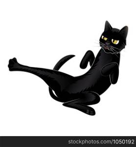 Vector illustration Cute black kitten fighting isolated.. Cute black cat fighting on white background vector illustration