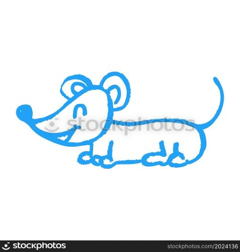 Vector illustration. Cute icon in hand draw style. Mouse. Drawing with wax crayons, children&rsquo;s creativity. Sign, symbol. Icon in hand draw style. Drawing with wax crayons, children&rsquo;s creativity