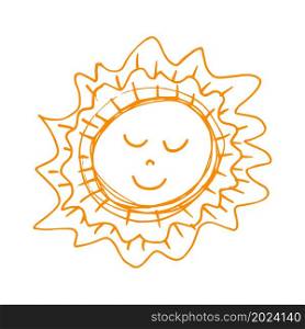 Vector illustration. Cute icon in hand draw style. Sun. Doodle drawing, children&rsquo;s creativity. Sign, symbol. Icon in hand draw style. Children&rsquo;s creativity