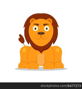 vector illustration cute lion isolated on white background