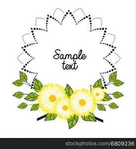 Vector illustration decorative flower on a white background, frame meadow element