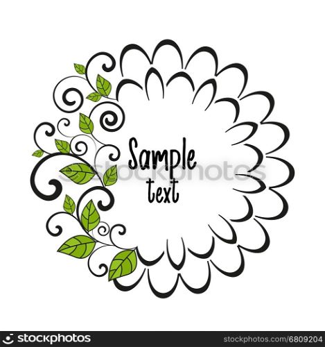 Vector illustration decorative leaf on a white background, frame meadow element