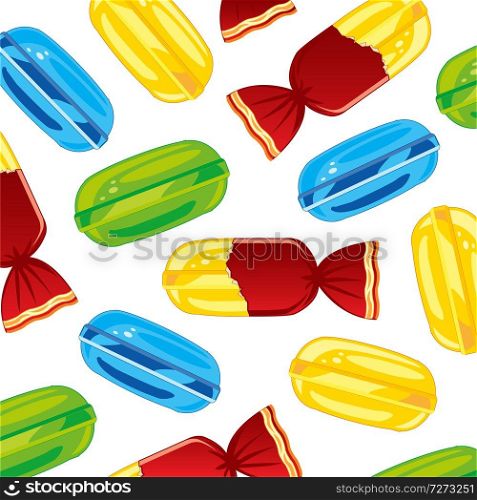 Vector illustration delicacies sweetmeats caramel colour decorative pattern on white background. Sweetmeats caramel lollipop decorative pattern on white background