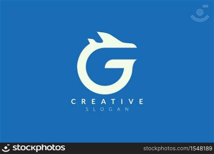 Vector illustration design of the combination of the letters g, j, and plane. Minimalist and simple logo, flat style, modern icon and symbol