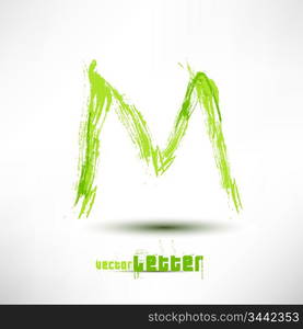 Vector illustration drawn by hand letter. Grunge green grass wave.