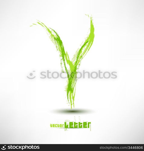 Vector illustration drawn by hand letter. Grunge green grass wave.