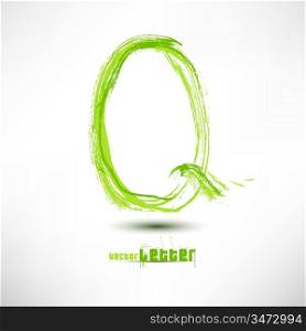 Vector illustration drawn by hand letter. Grunge green grass wave.